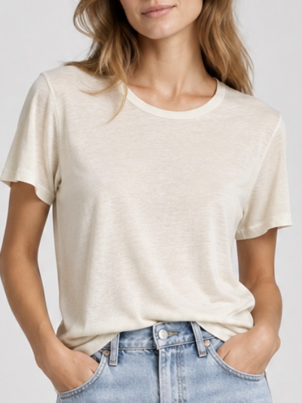 Jenni Kayne Classic Tee Shirt Short Sleeve in Creamy Ivory
